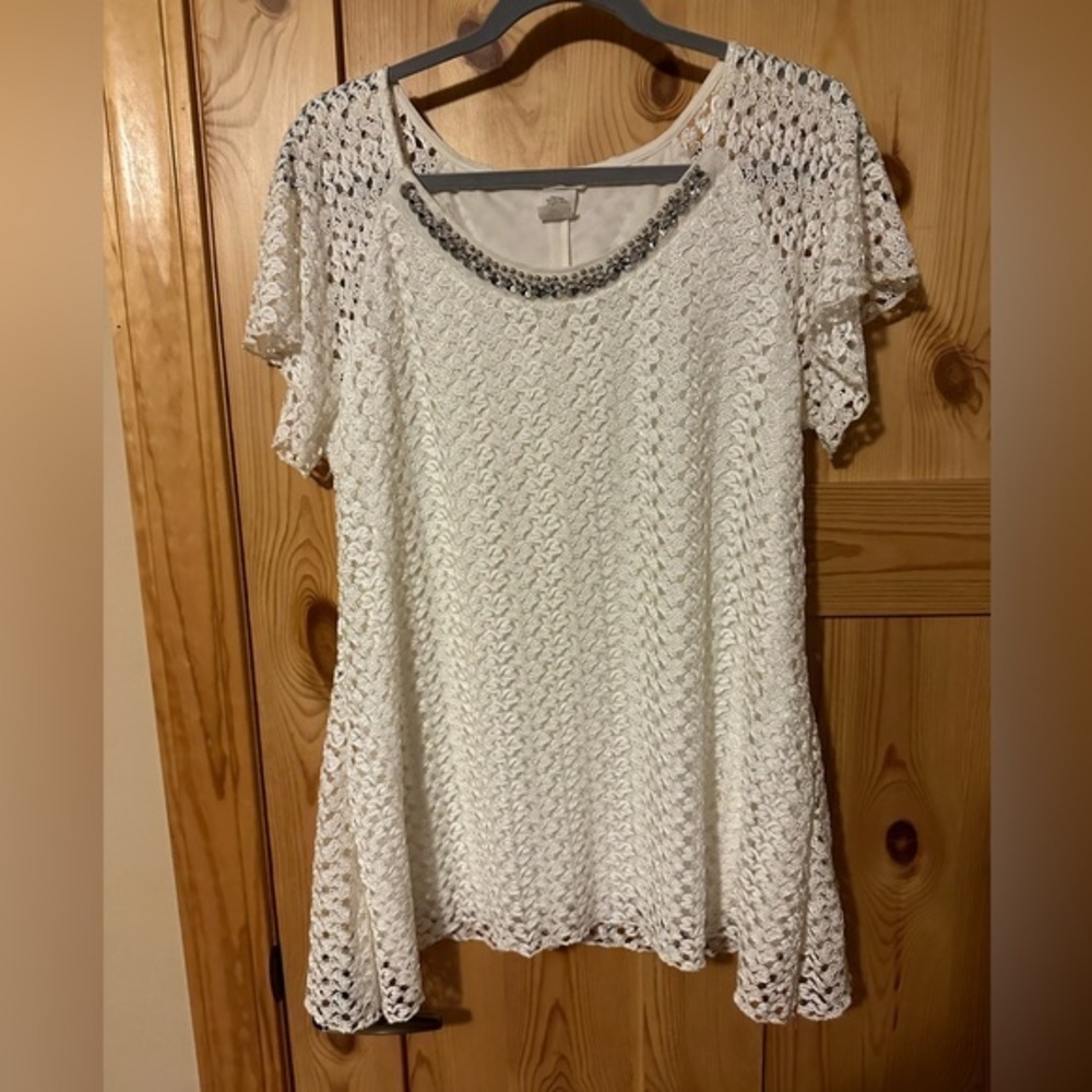 Brittany Black White Lace Blouse